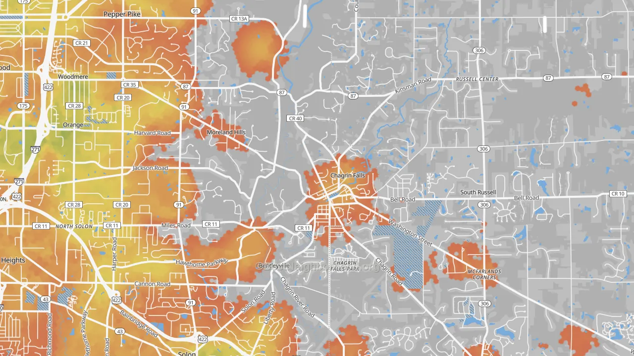 Bike Grade map of 44022, OH