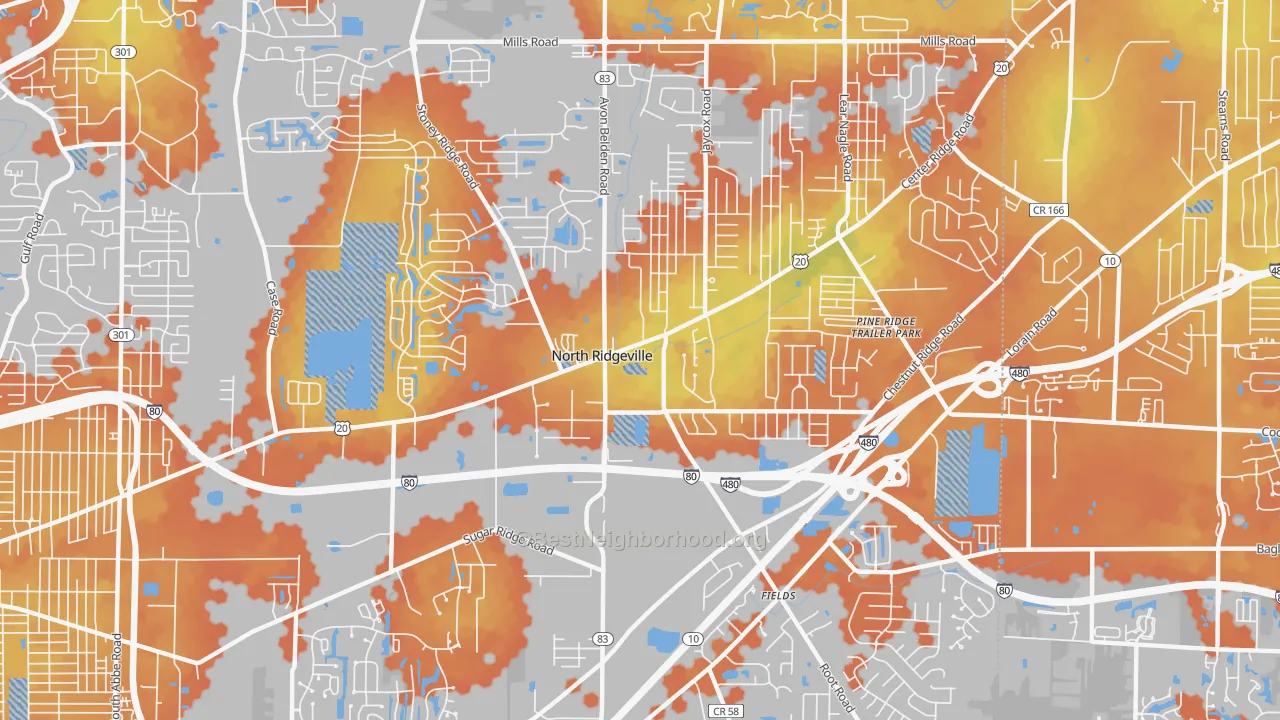 Bike Grade map of 44039, OH
