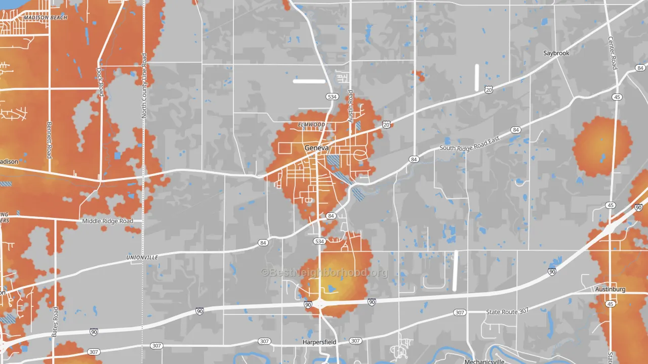 Bike Grade map of 44041, OH