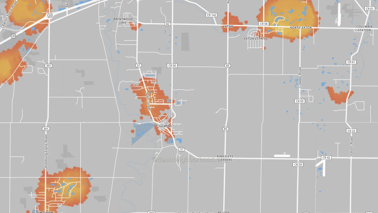 Bike Grade map of 44044, OH