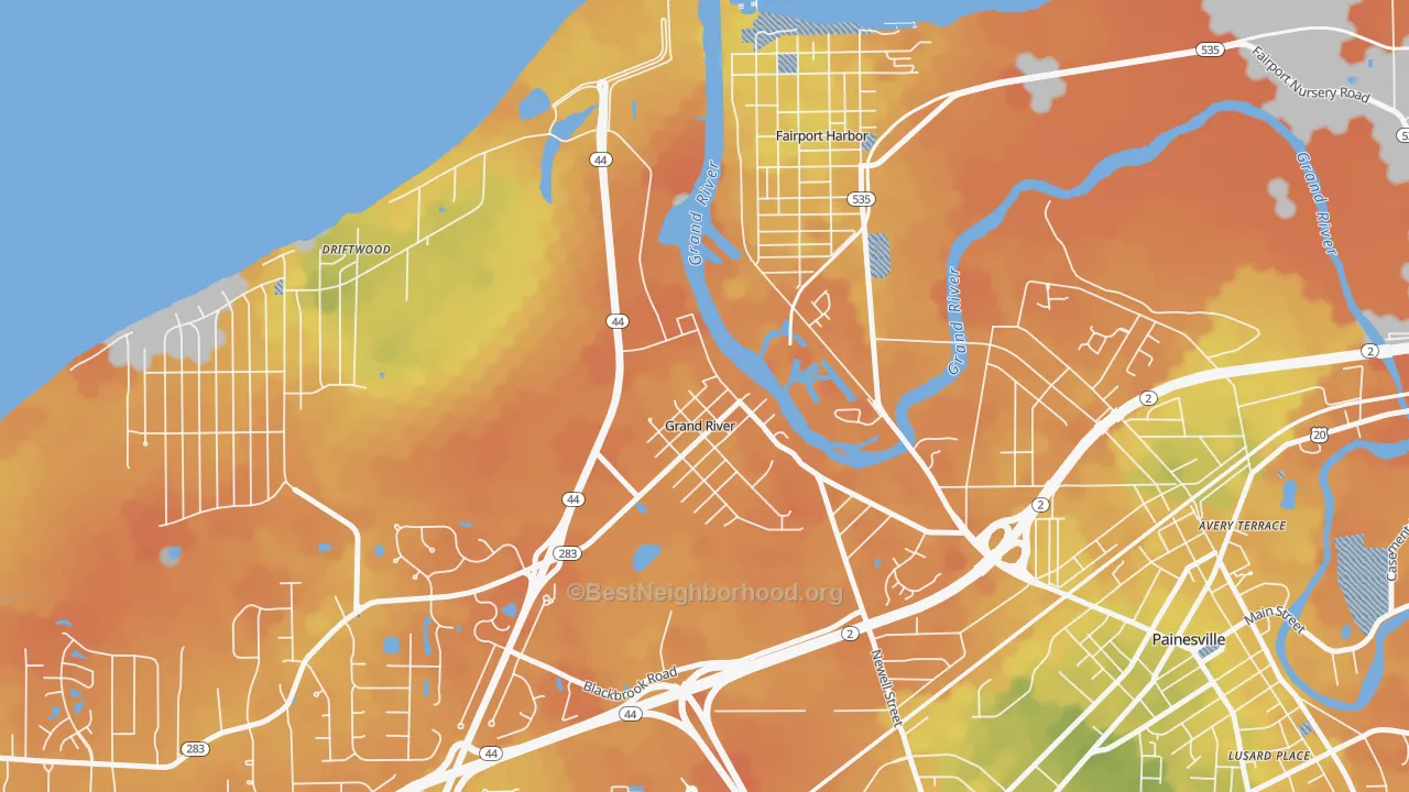 Bike Grade map of 44045, OH