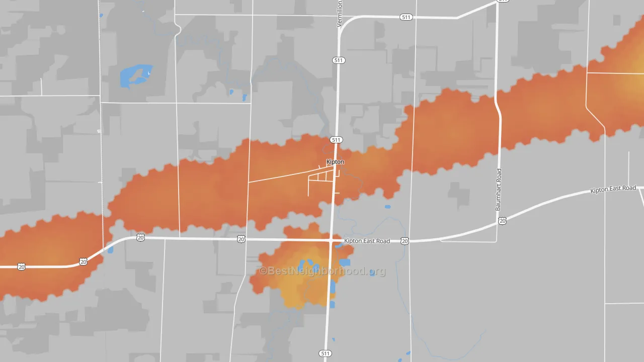 Bike Grade map of 44049, OH