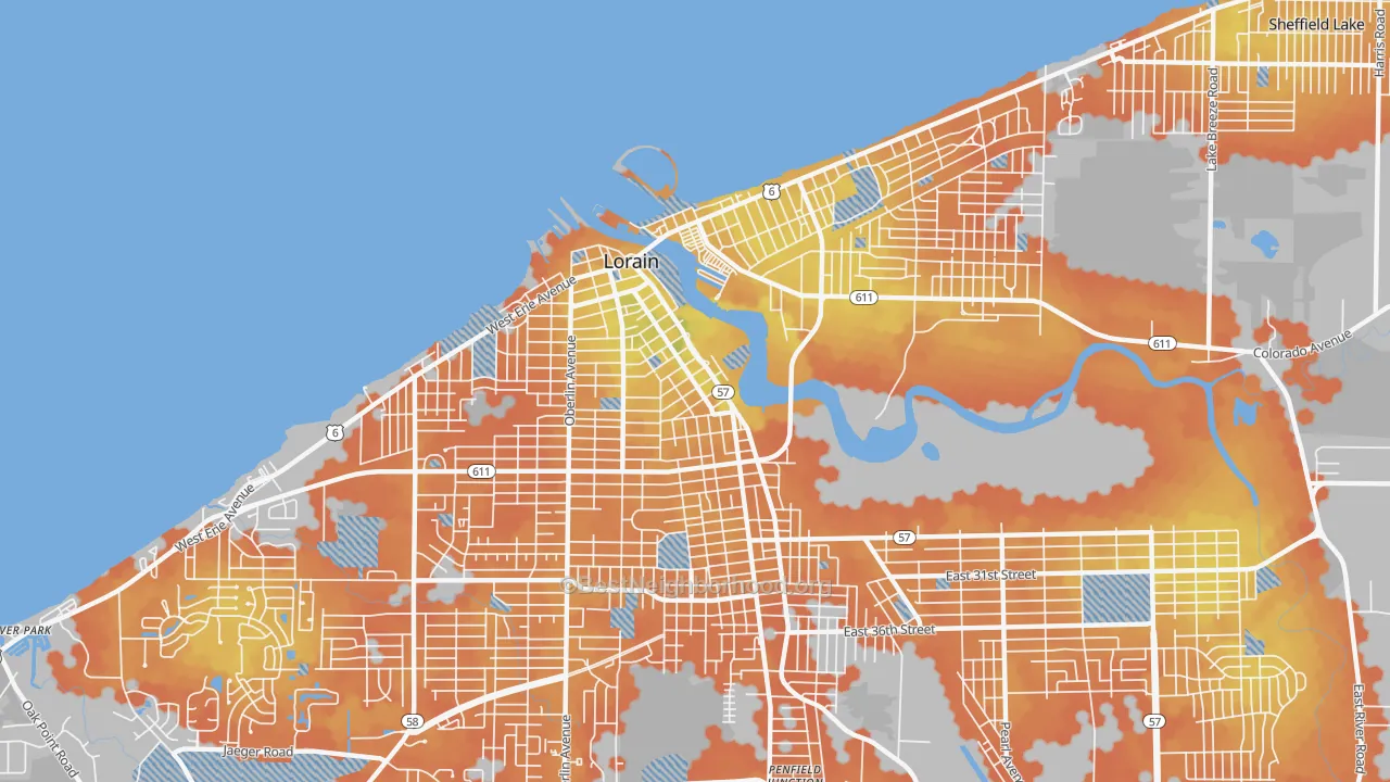 Bike Grade map of 44052, OH