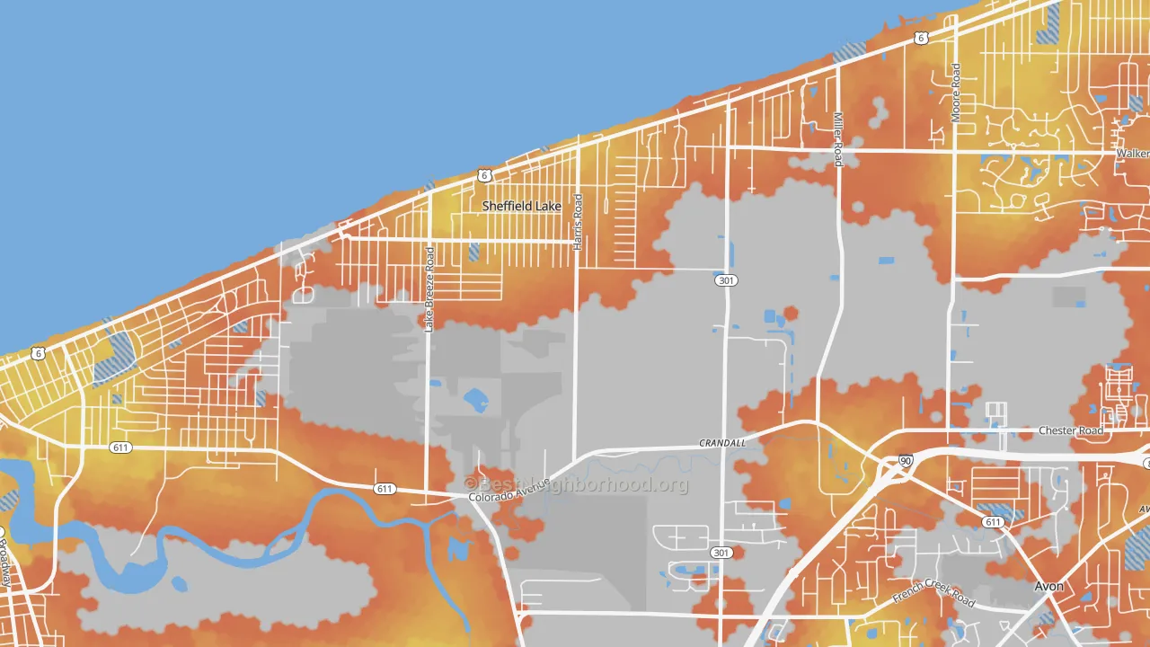 Bike Grade map of 44054, OH