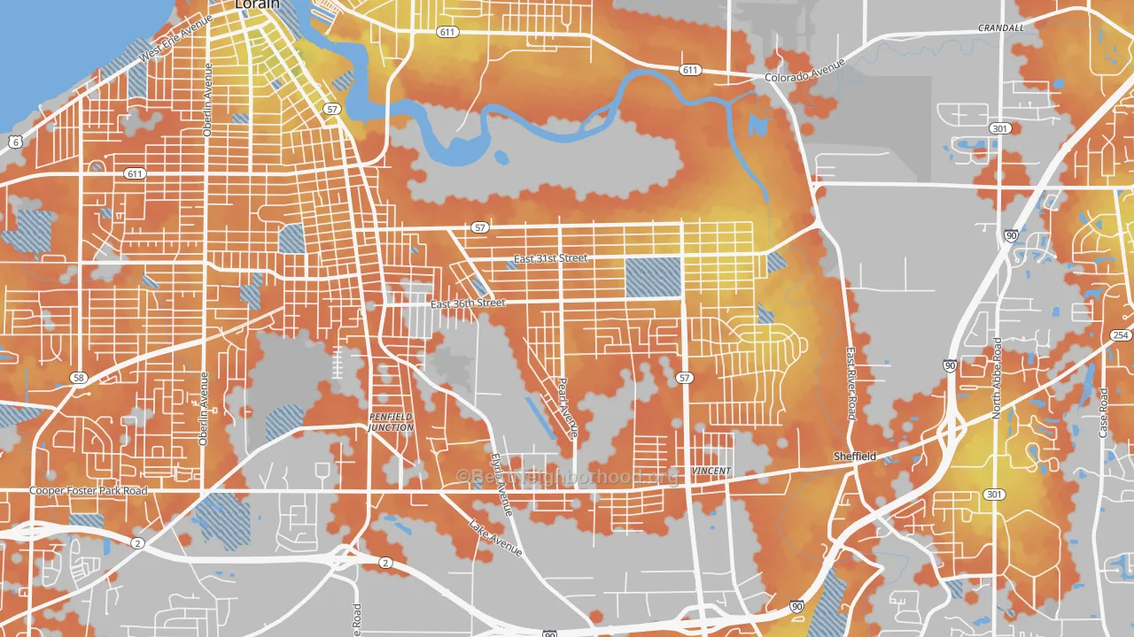 Bike Grade map of 44055, OH