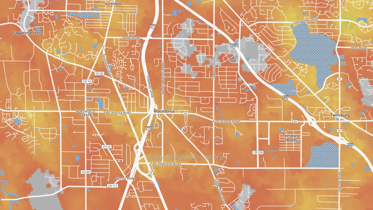 Bike Grade map of 44056, OH