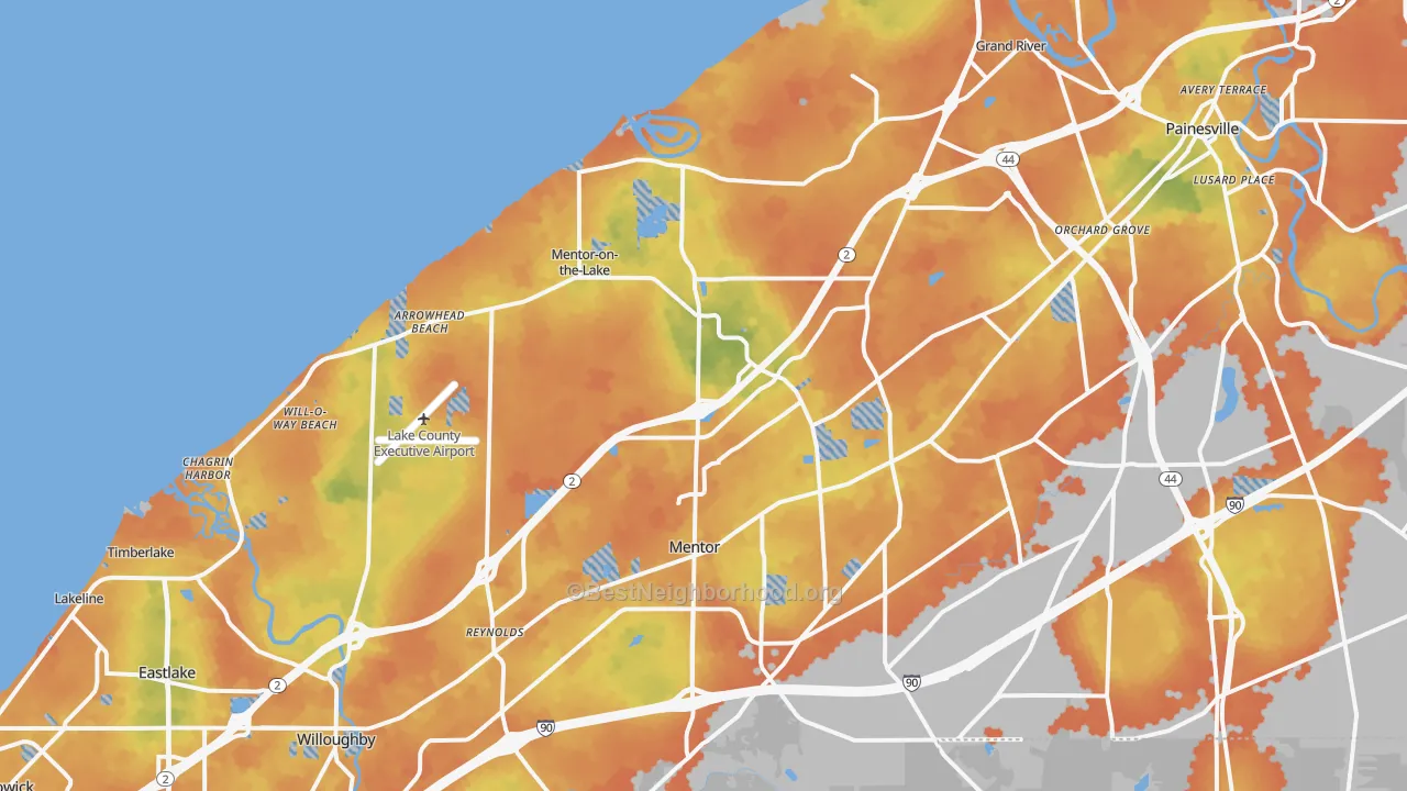 Bike Grade map of 44060, OH