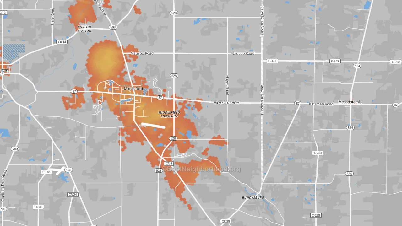 Bike Grade map of 44062, OH