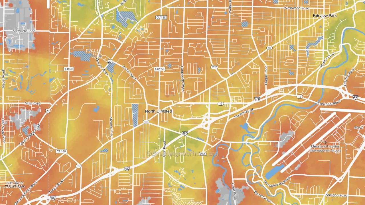 Bike Grade map of 44070, OH