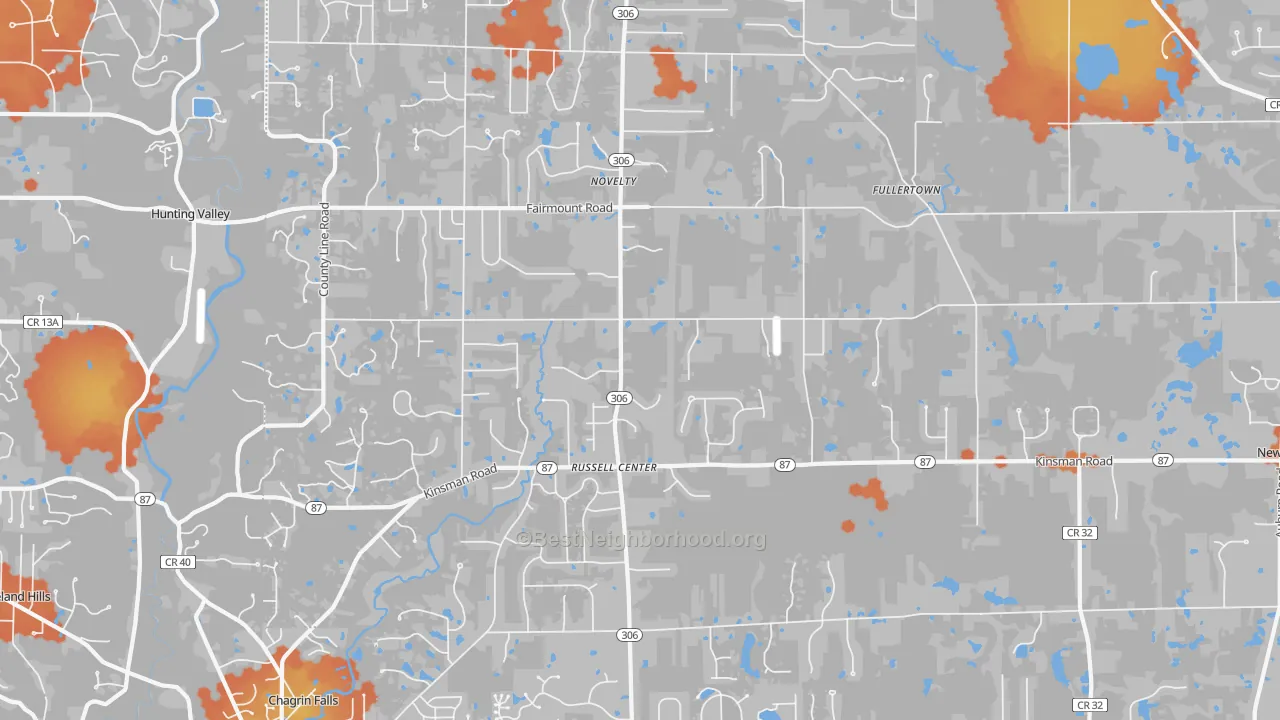 Bike Grade map of 44072, OH