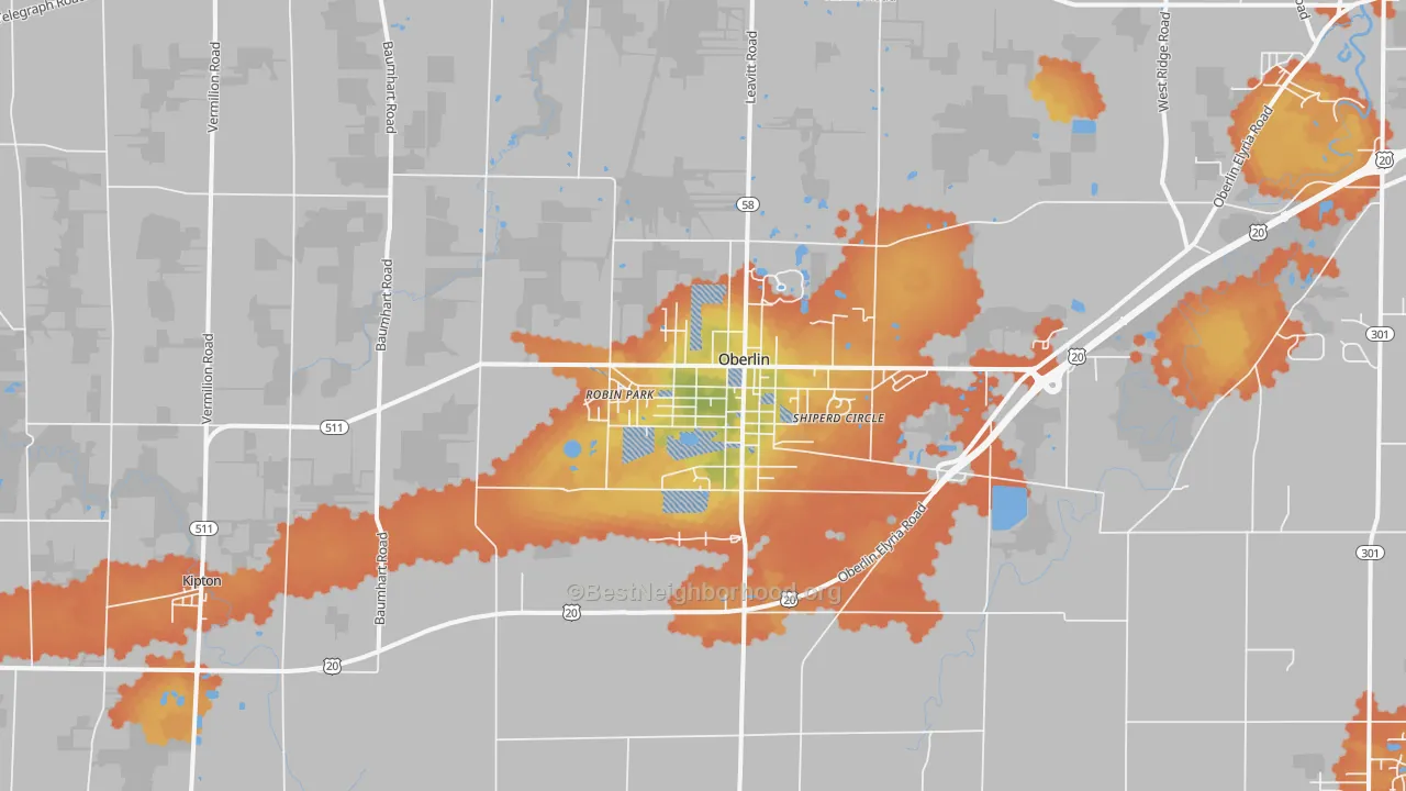 Bike Grade map of 44074, OH
