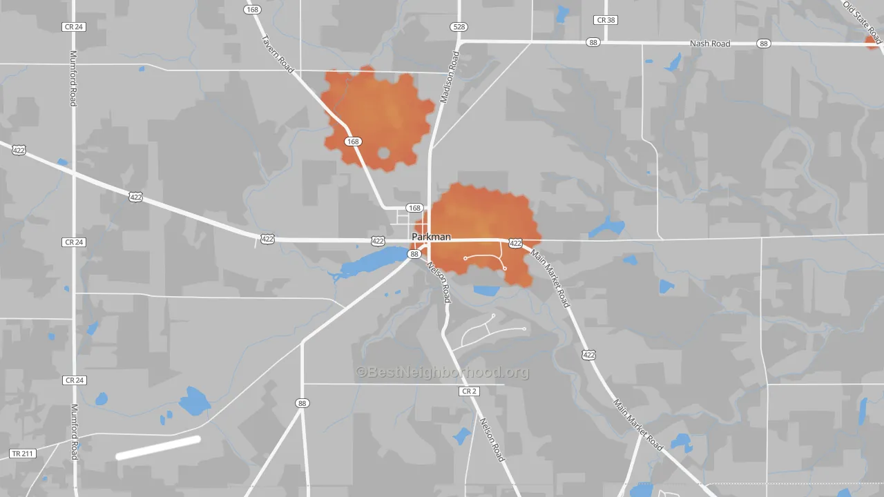Bike Grade map of 44080, OH