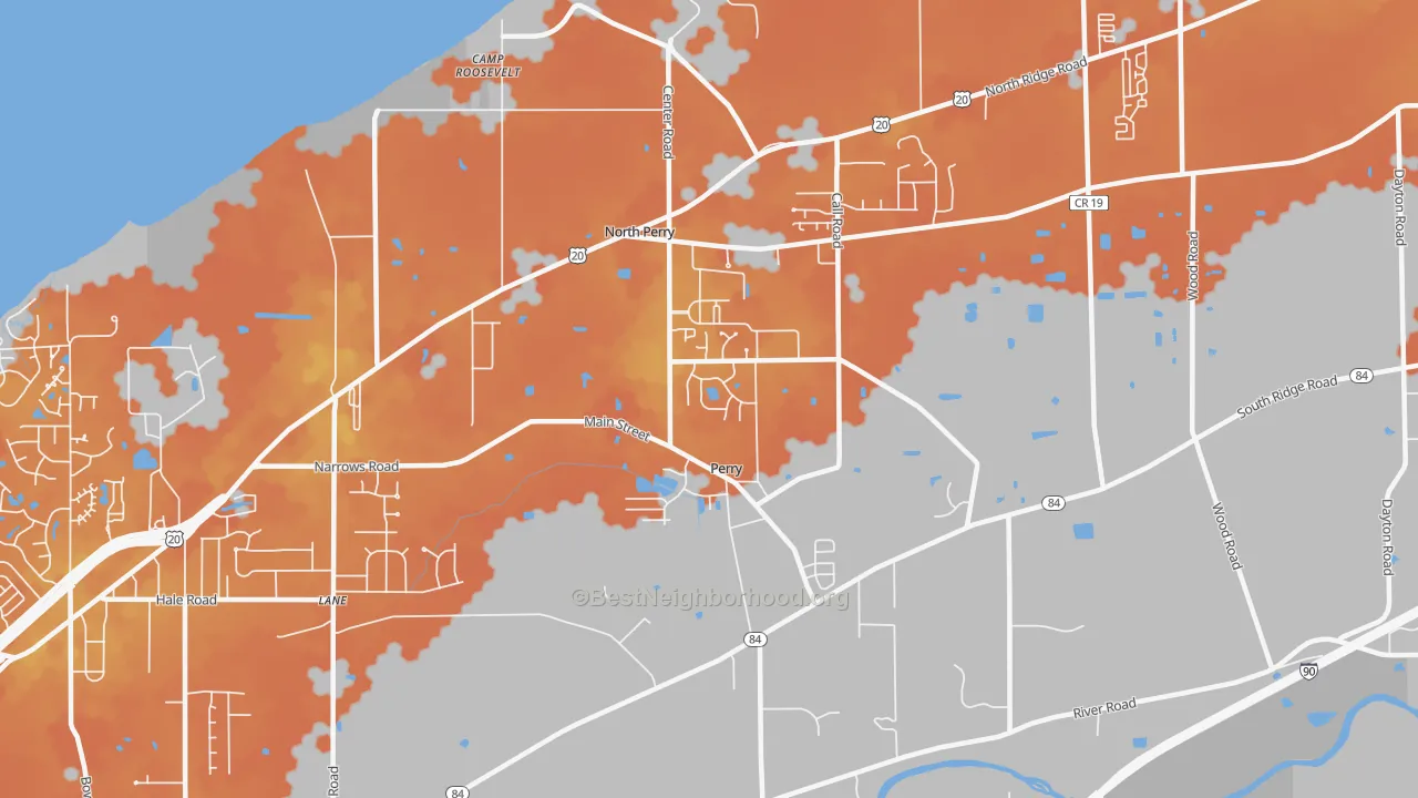 Bike Grade map of 44081, OH