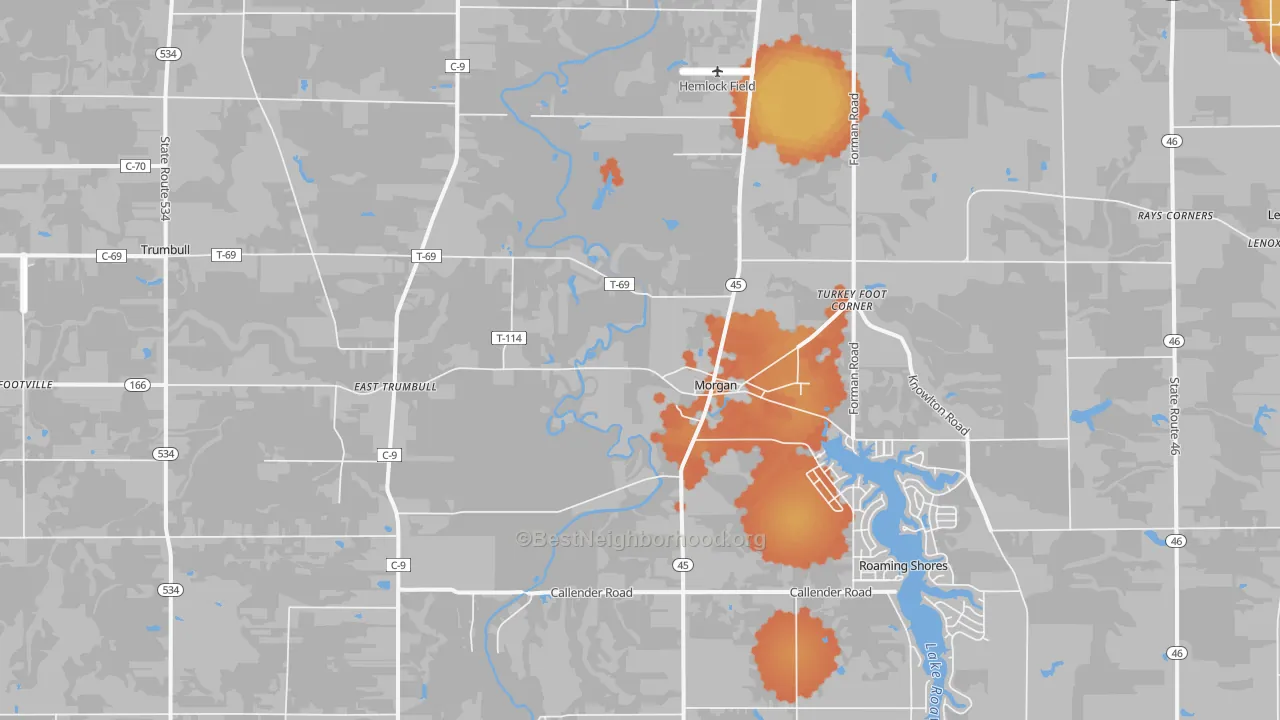 Bike Grade map of 44084, OH