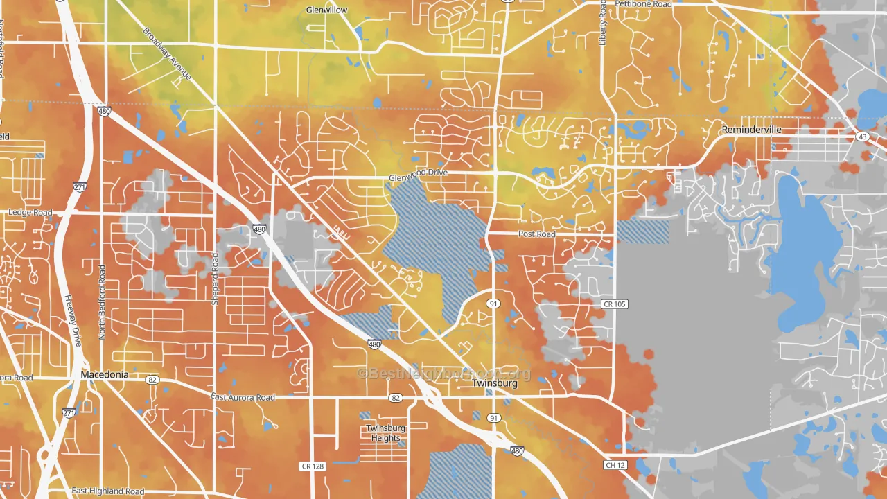 Bike Grade map of 44087, OH