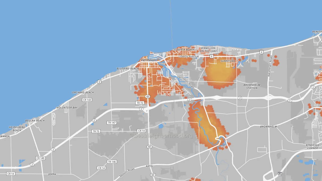Bike Grade map of 44089, OH