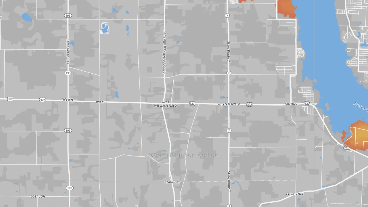 Bike Grade map of 44093, OH
