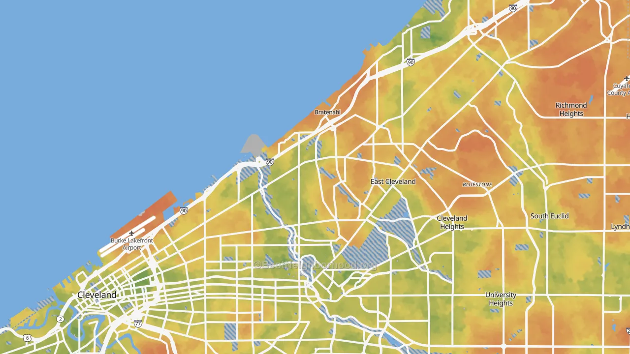 Bike Grade map of 44108, OH