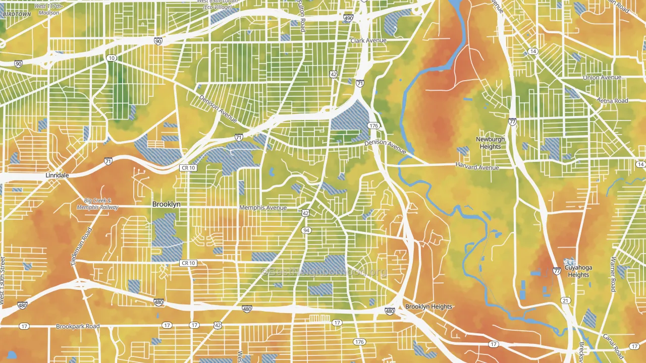 Bike Grade map of 44109, OH
