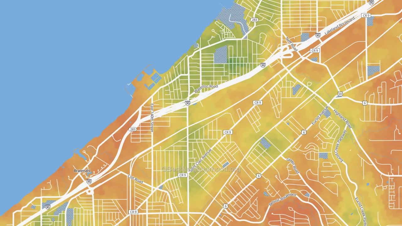 Bike Grade map of 44110, OH