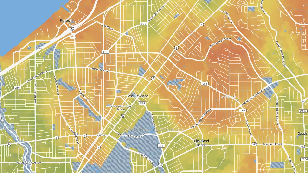 Bike Grade map of 44112, OH