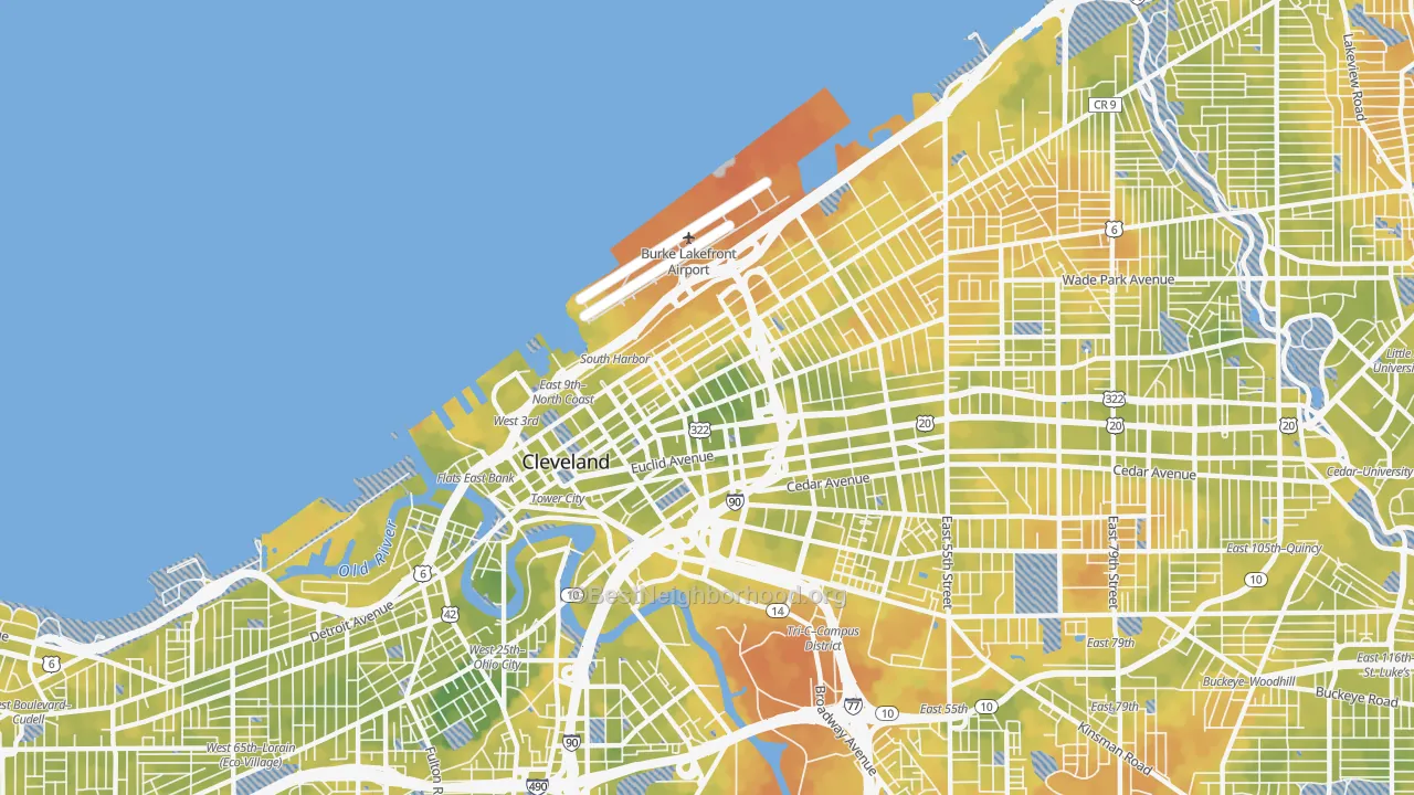 Bike Grade map of 44114, OH