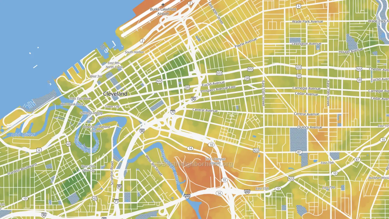 Bike Grade map of 44115, OH