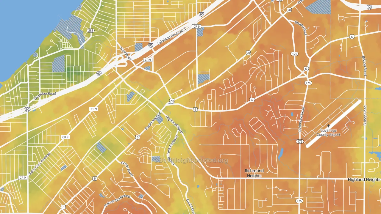 Bike Grade map of 44117, OH