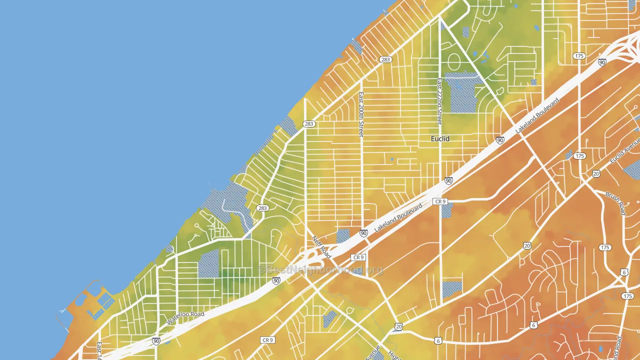 Bike Grade map of 44119, OH