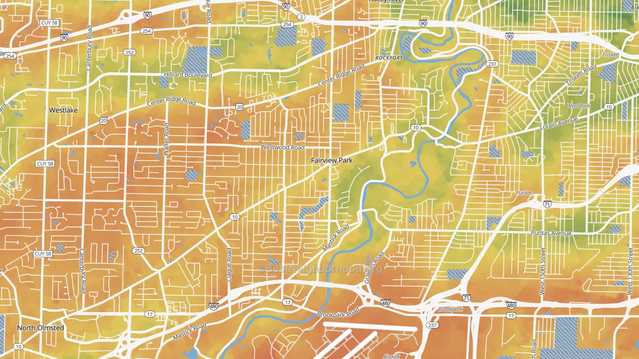 Bike Grade map of 44126, OH