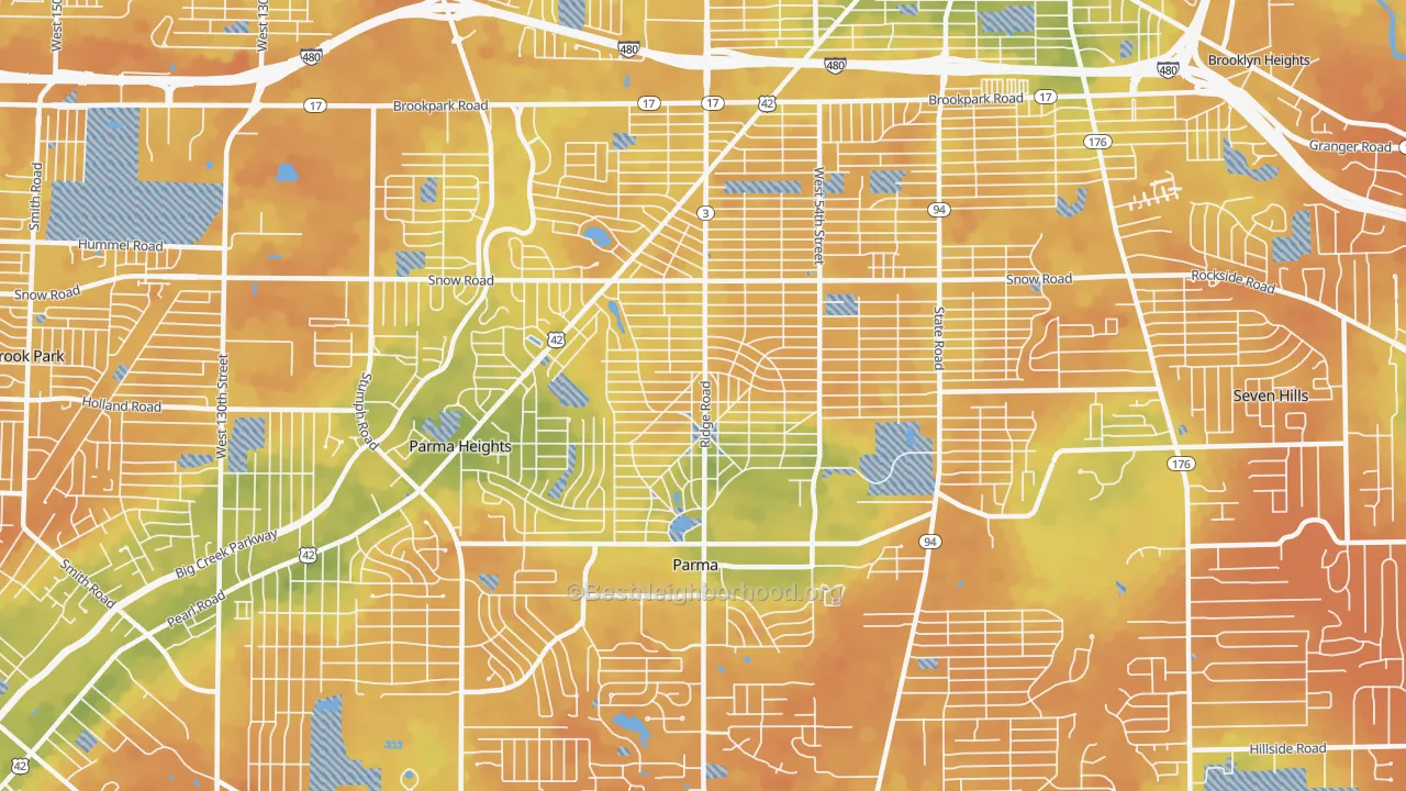 Bike Grade map of 44129, OH