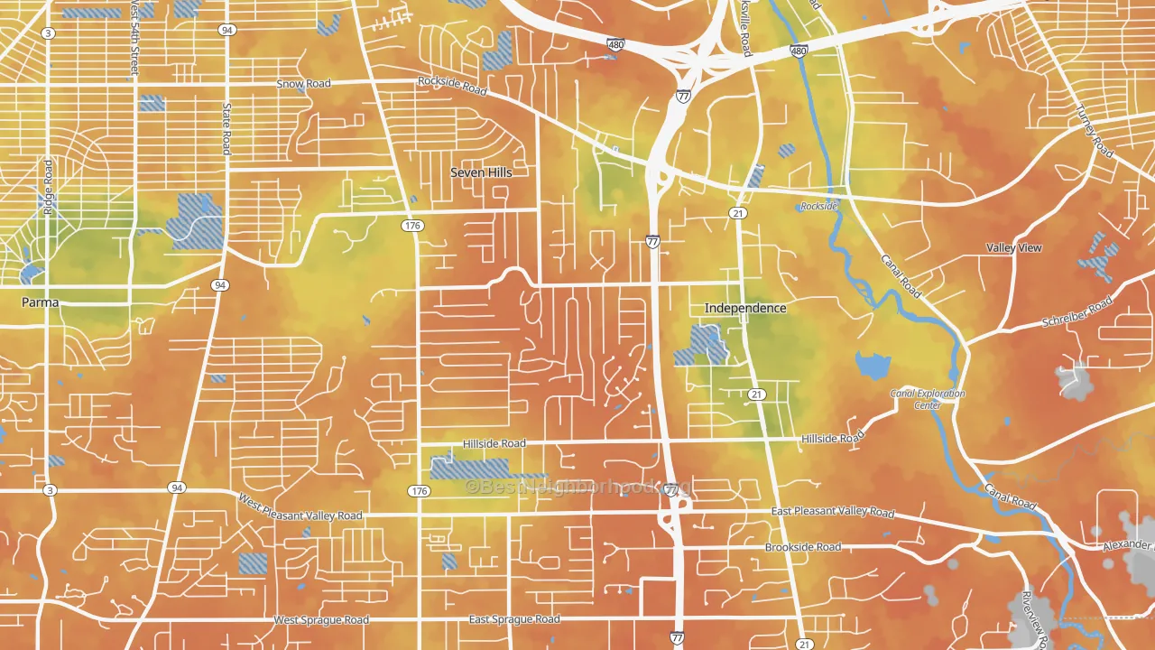 Bike Grade map of 44131, OH