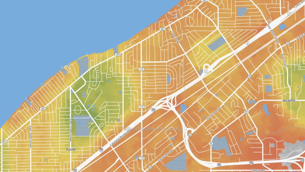 Bike Grade map of 44132, OH