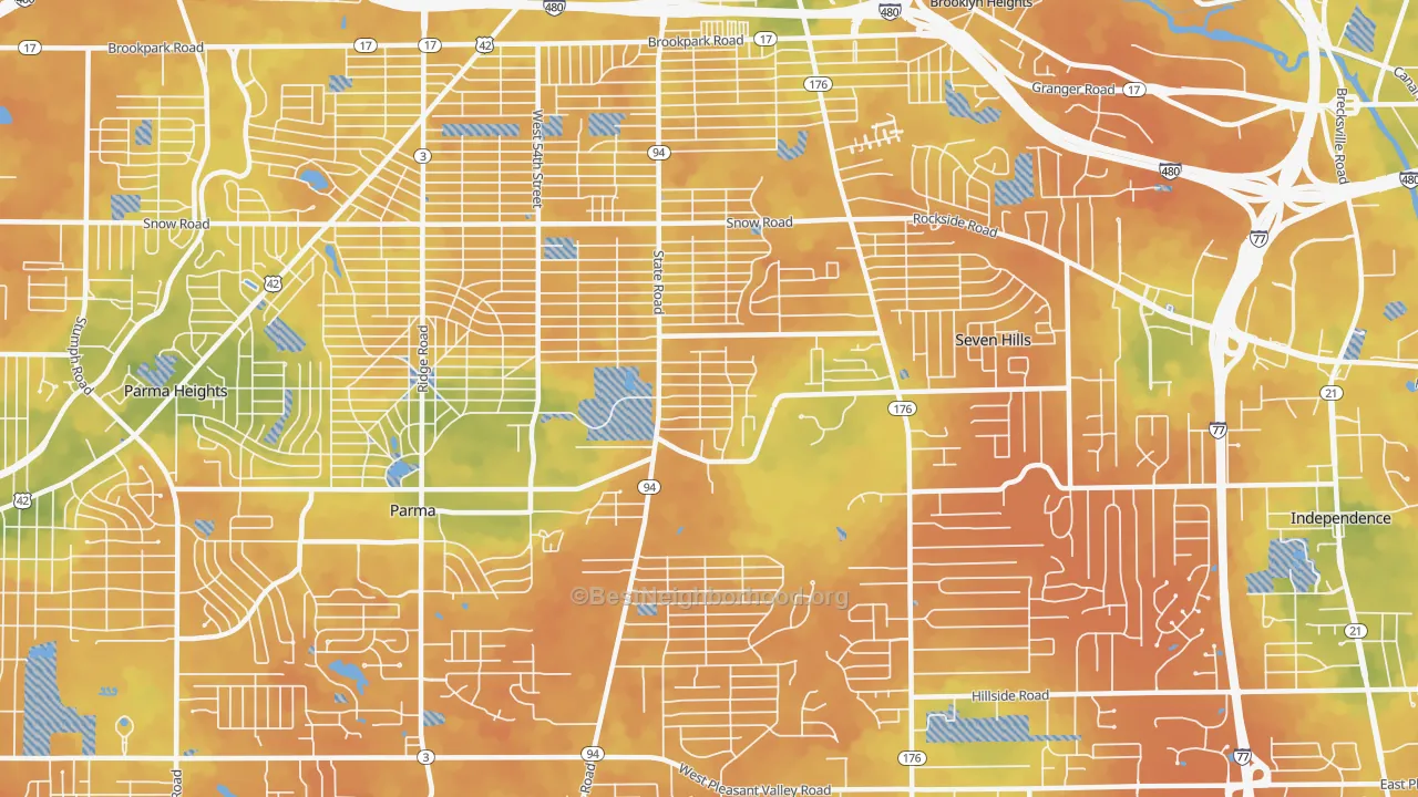 Bike Grade map of 44134, OH