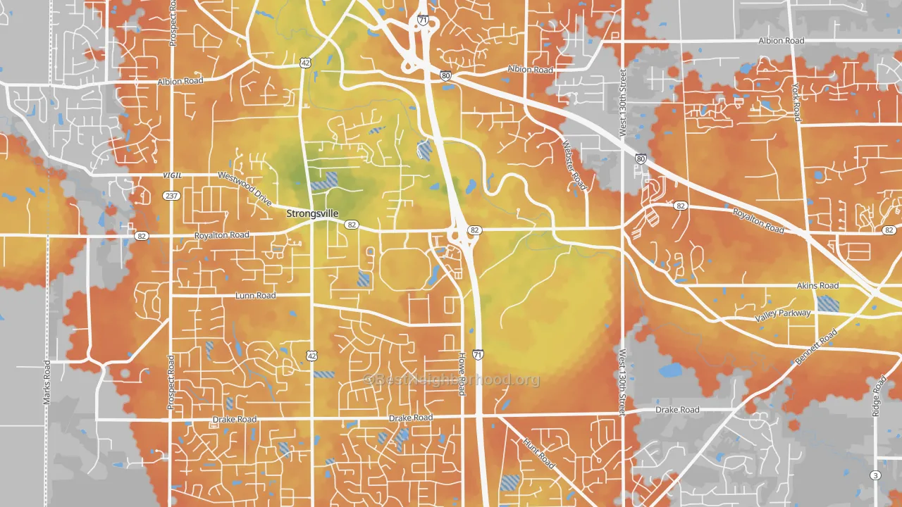 Bike Grade map of 44136, OH