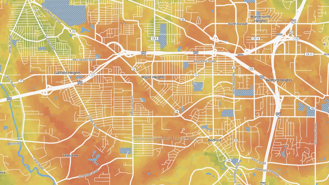 Bike Grade map of 44137, OH