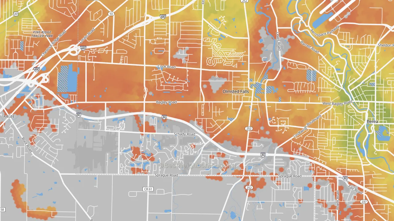 Bike Grade map of 44138, OH