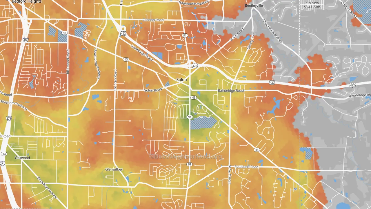 Bike Grade map of 44139, OH