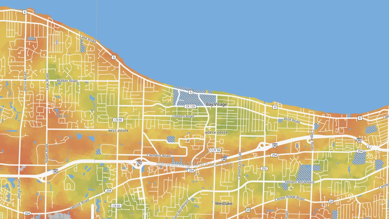 Bike Grade map of 44140, OH