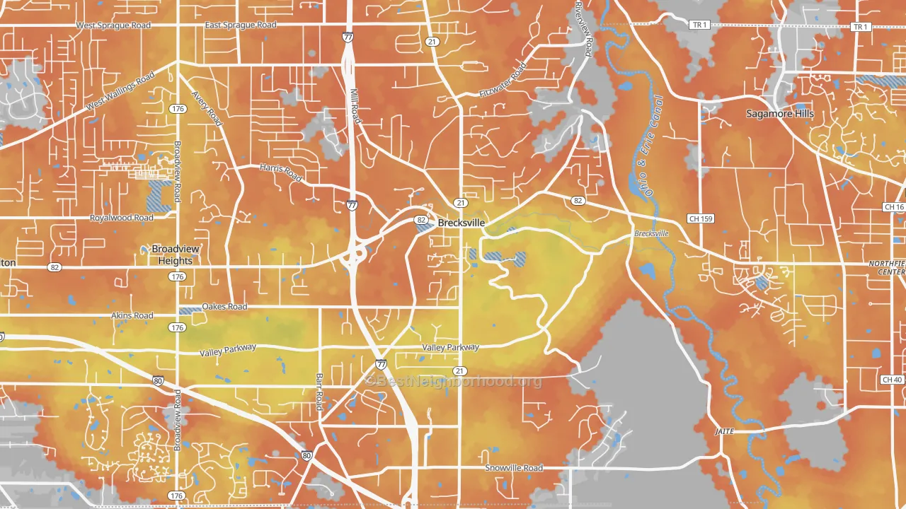 Bike Grade map of 44141, OH