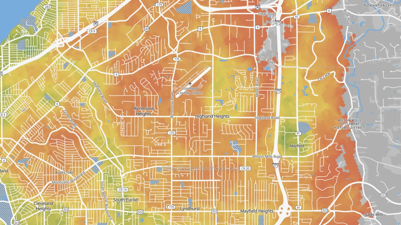 Bike Grade map of 44143, OH