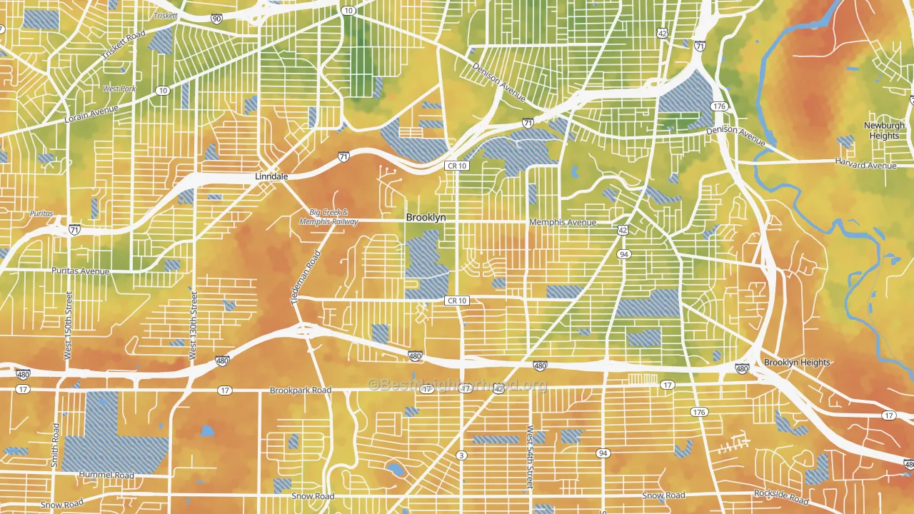 Bike Grade map of 44144, OH