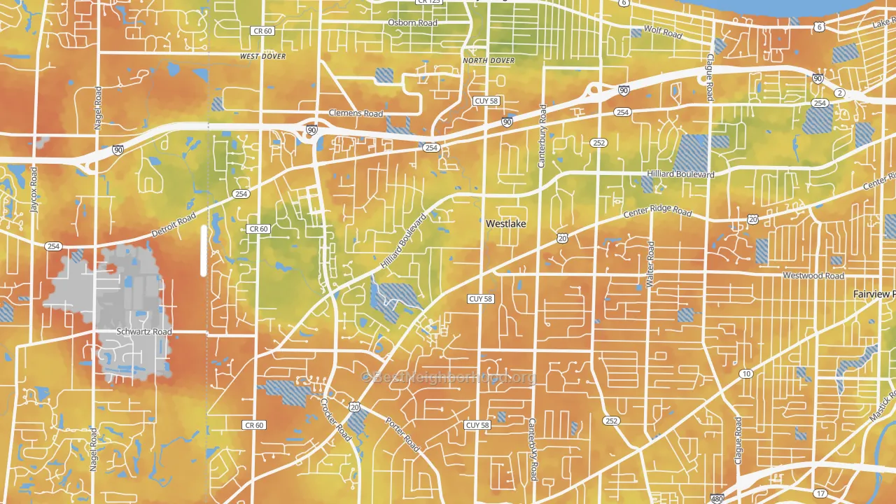 Bike Grade map of 44145, OH