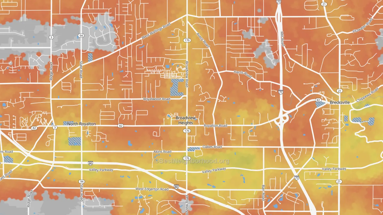 Bike Grade map of 44147, OH