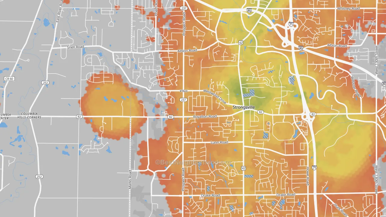 Bike Grade map of 44149, OH