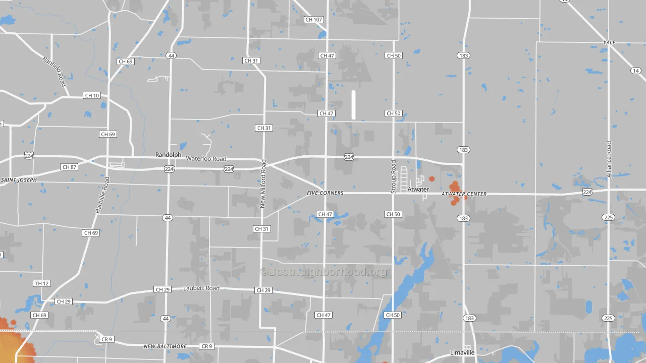 Bike Grade map of 44201, OH