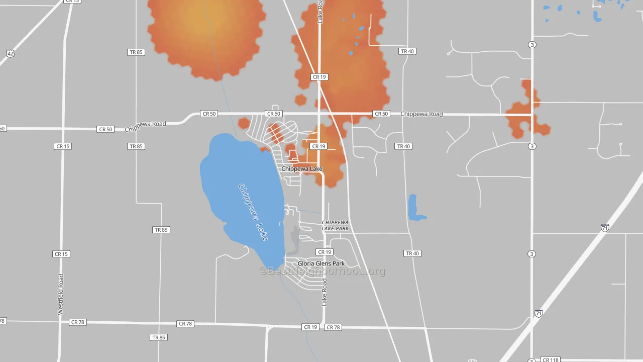 Bike Grade map of 44215, OH