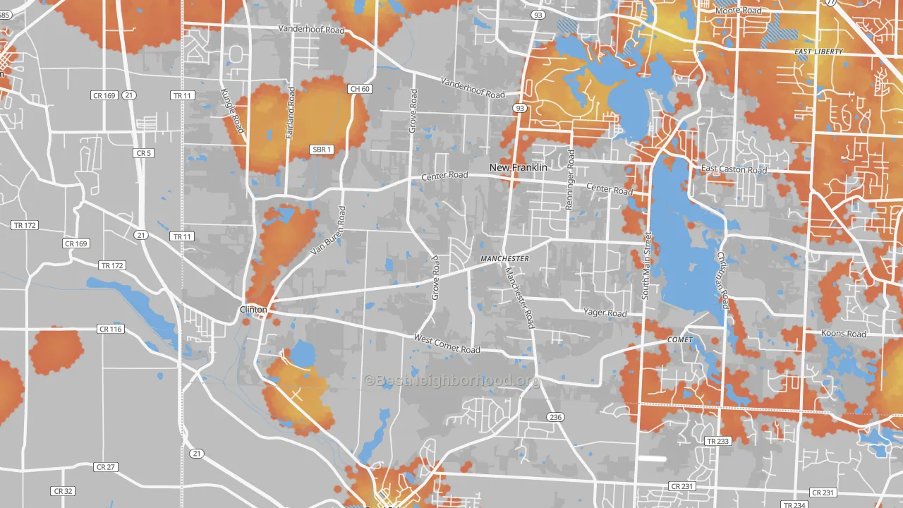 Bike Grade map of 44216, OH