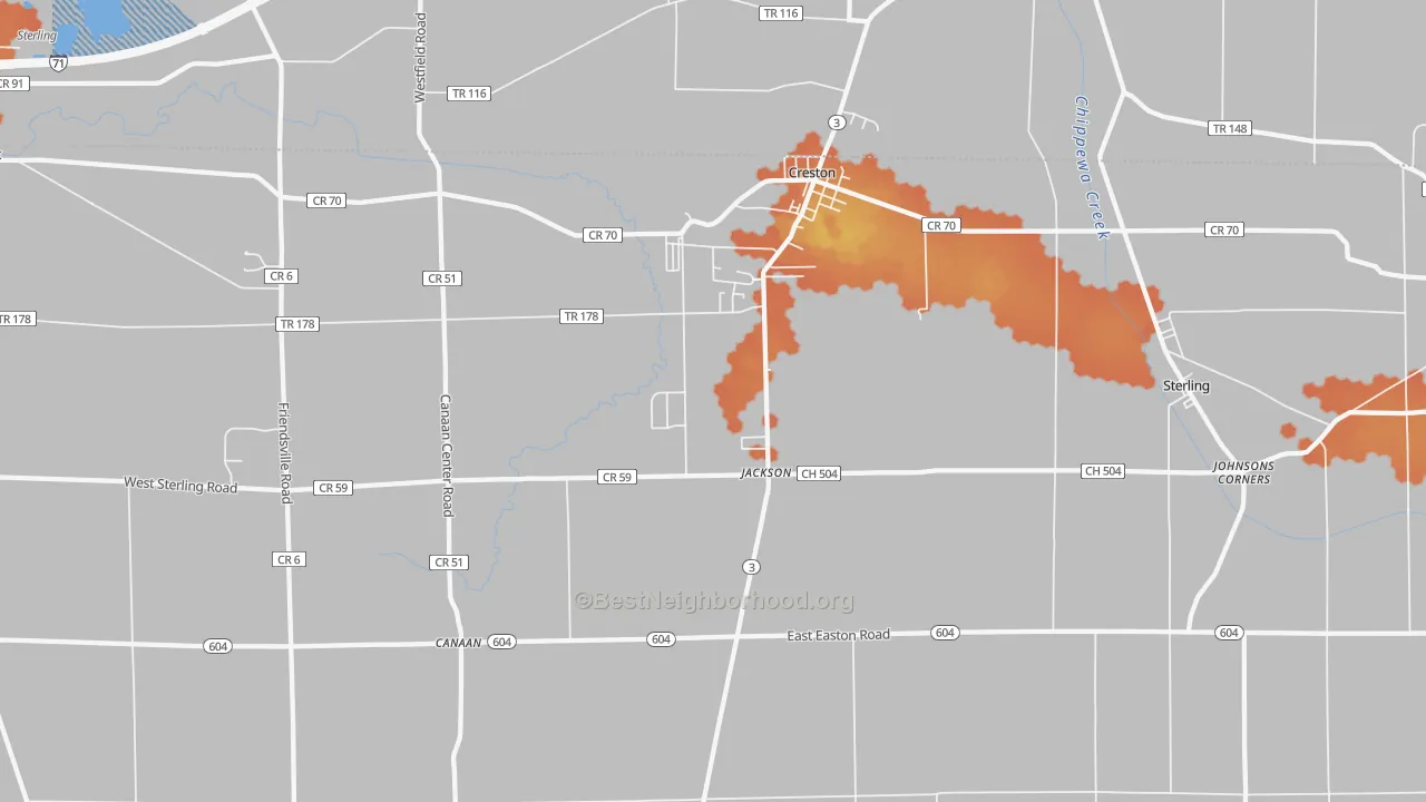 Bike Grade map of 44217, OH