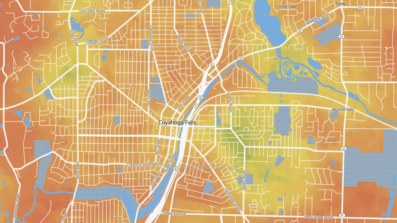 Bike Grade map of 44221, OH